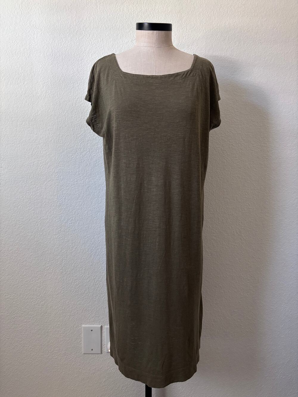Eileen Fisher - NWOT Square Neck Hemp & Organic Cotton Shirt Dress Size M